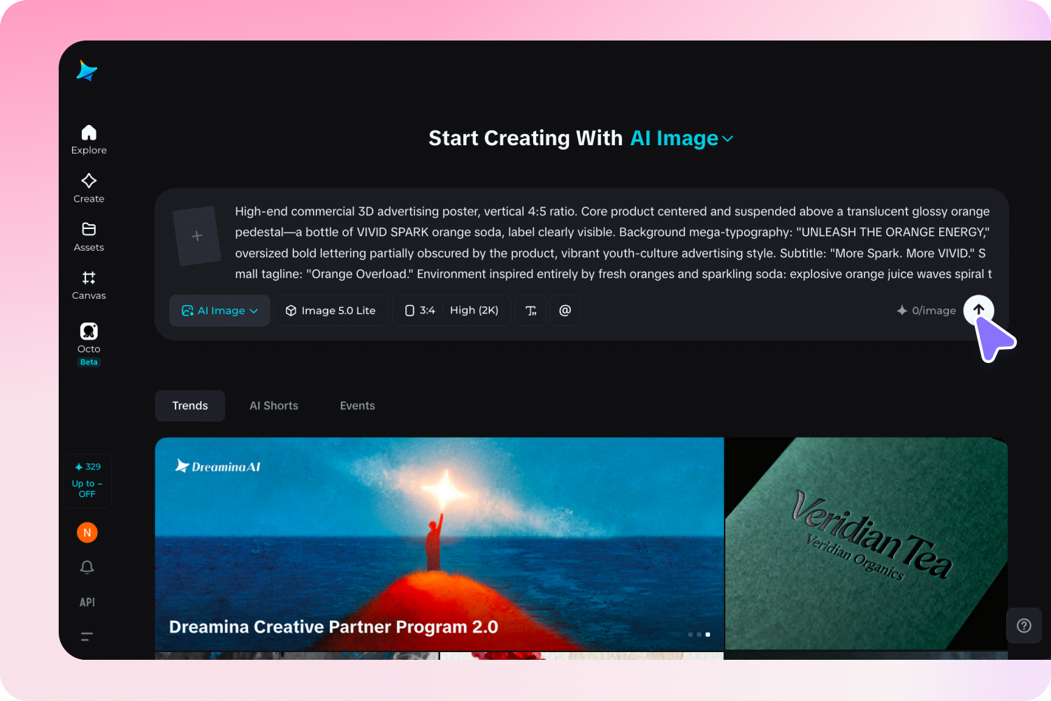 Open the image generator and write your prompt