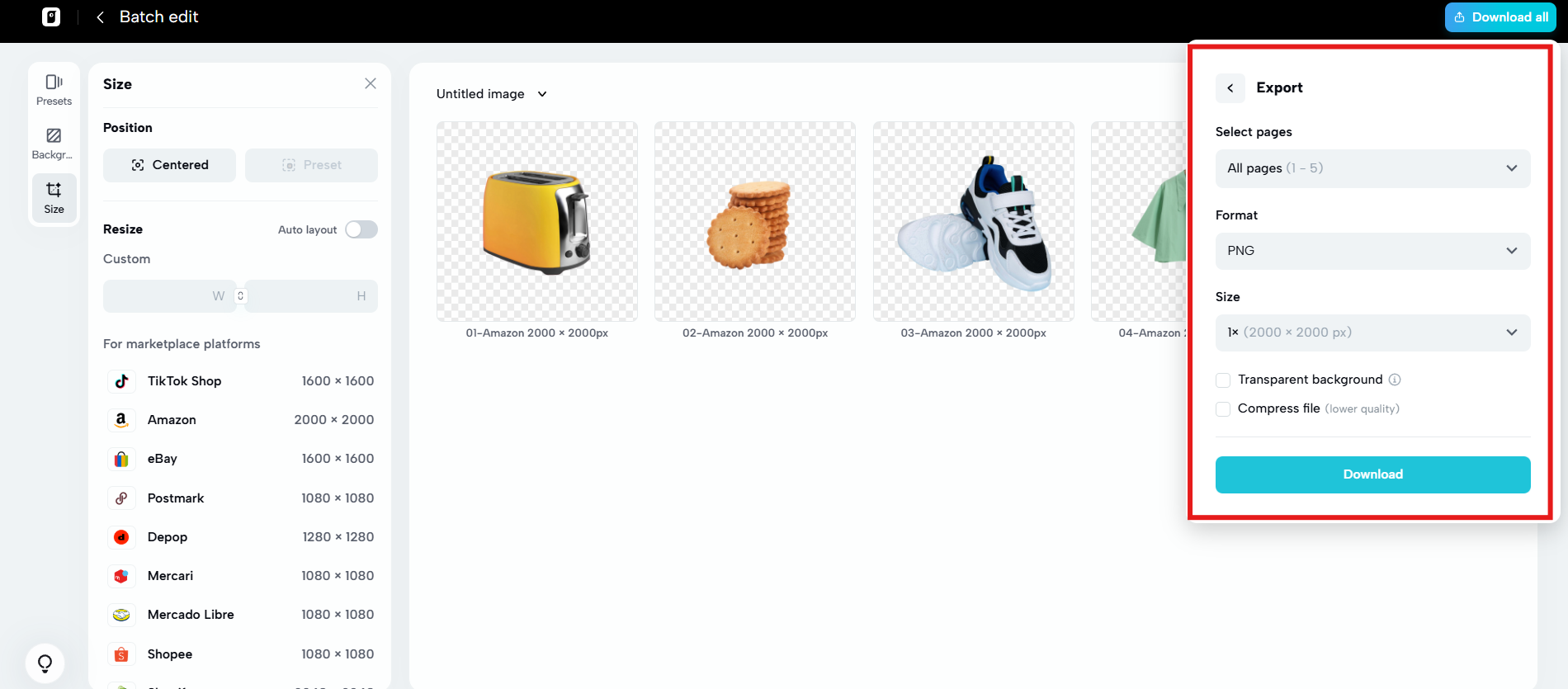 Export the optimized photos