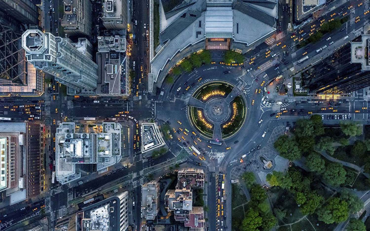 City skyline from a bird eye view