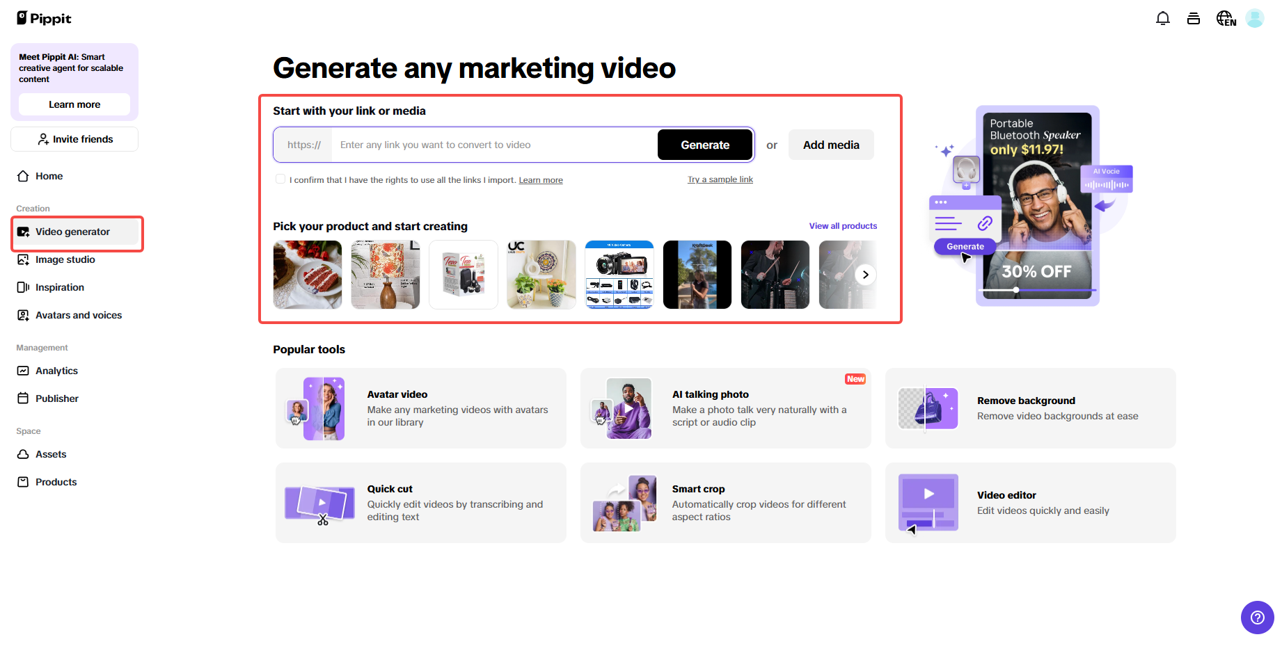 Pippit video generator