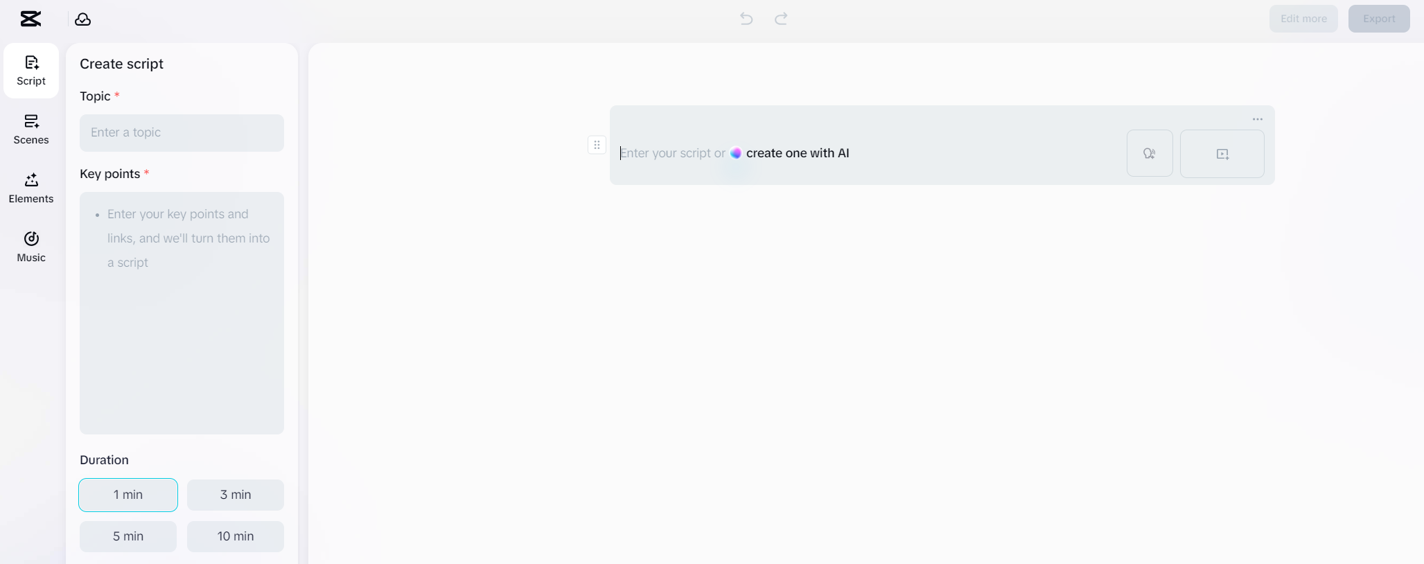 Generate a script using the AI Video Maker