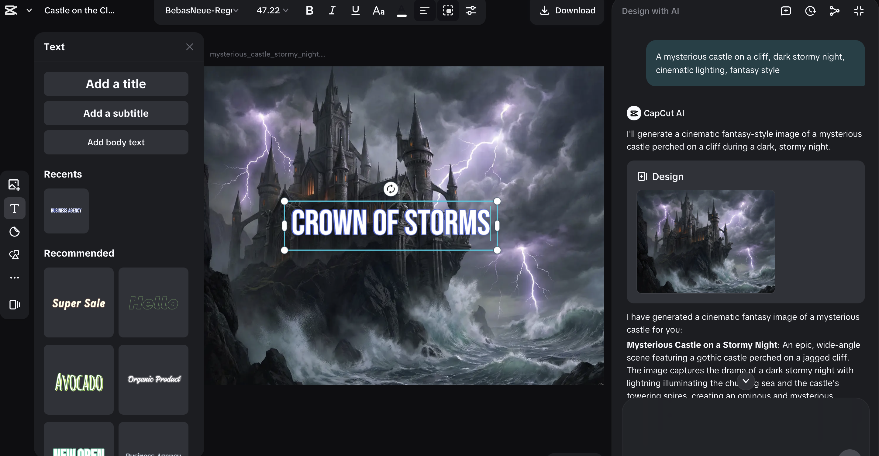 Final book cover design with text added to the AI generated image