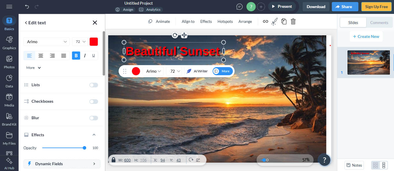 Visme interface
