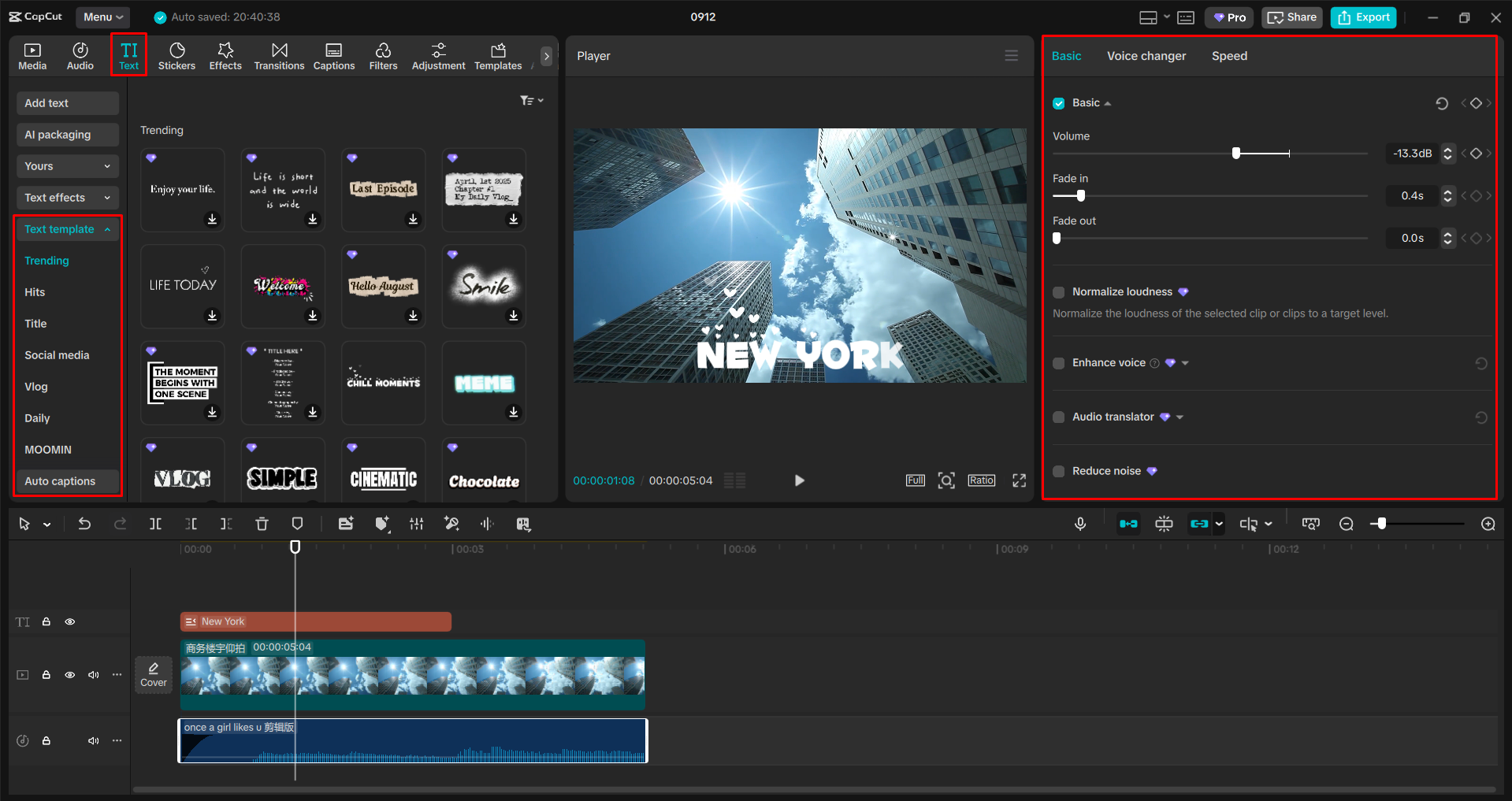 Editing the video with the CapCut desktop video editor