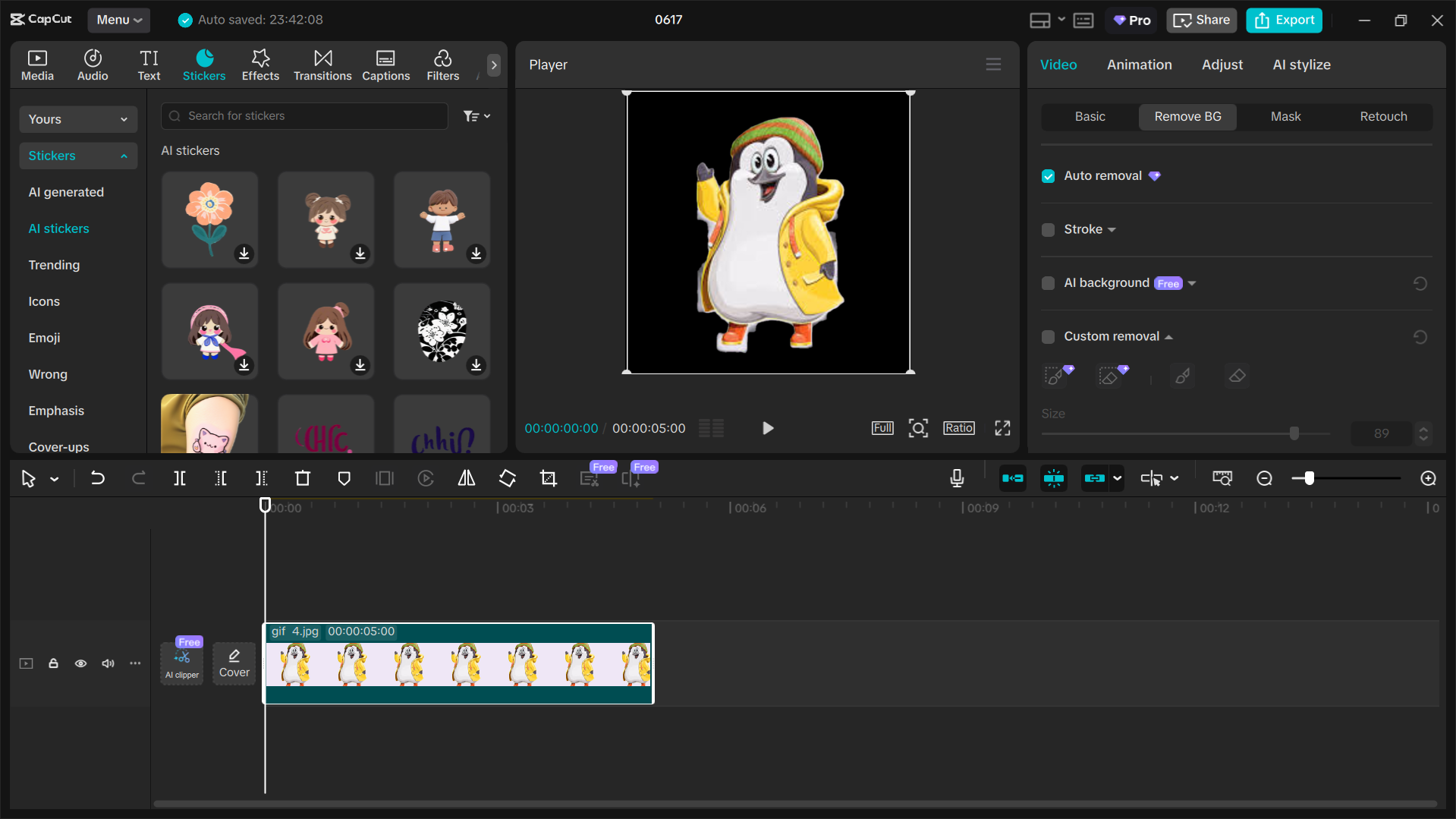 The interface of the CapCut desktop video editor - the best tool to remove background from animated GIFs