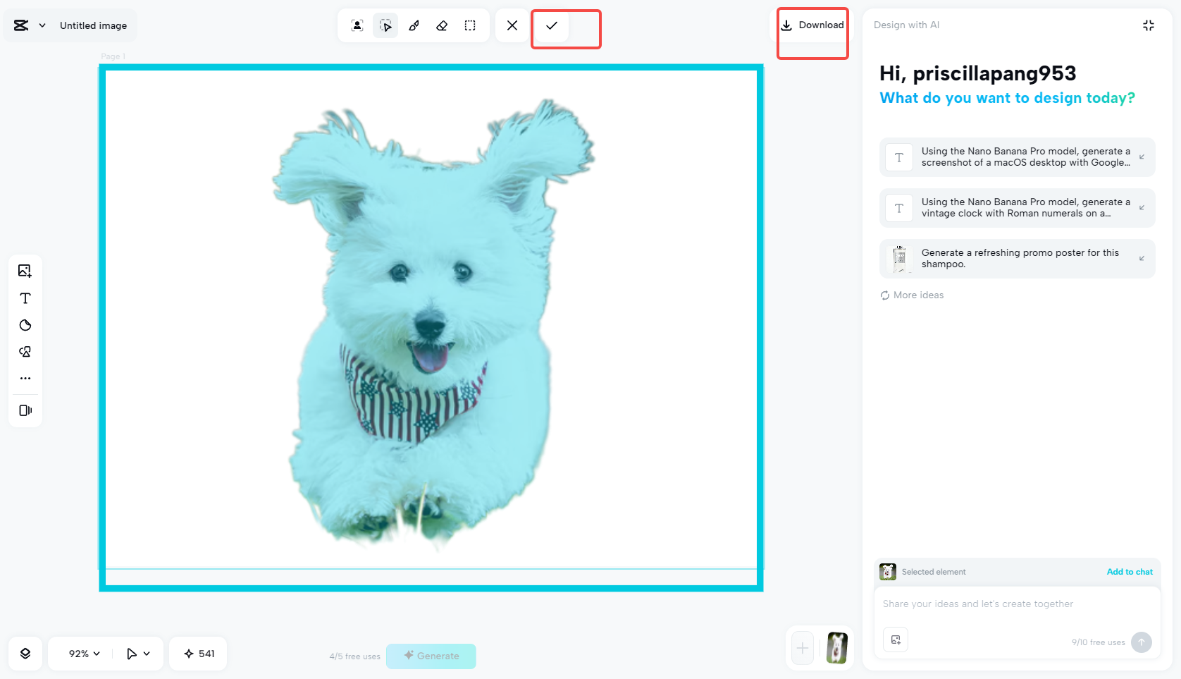 Save the background removed result