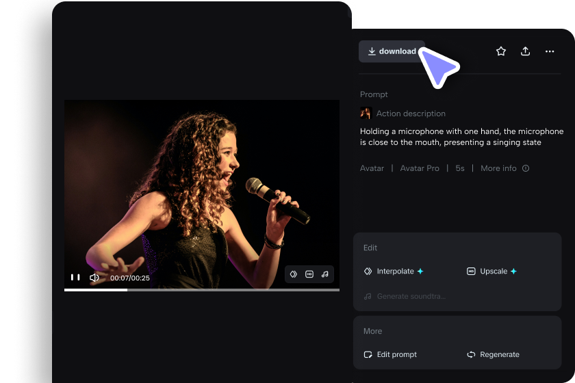 Générez et téléchargez votre vidéo musicale AI.