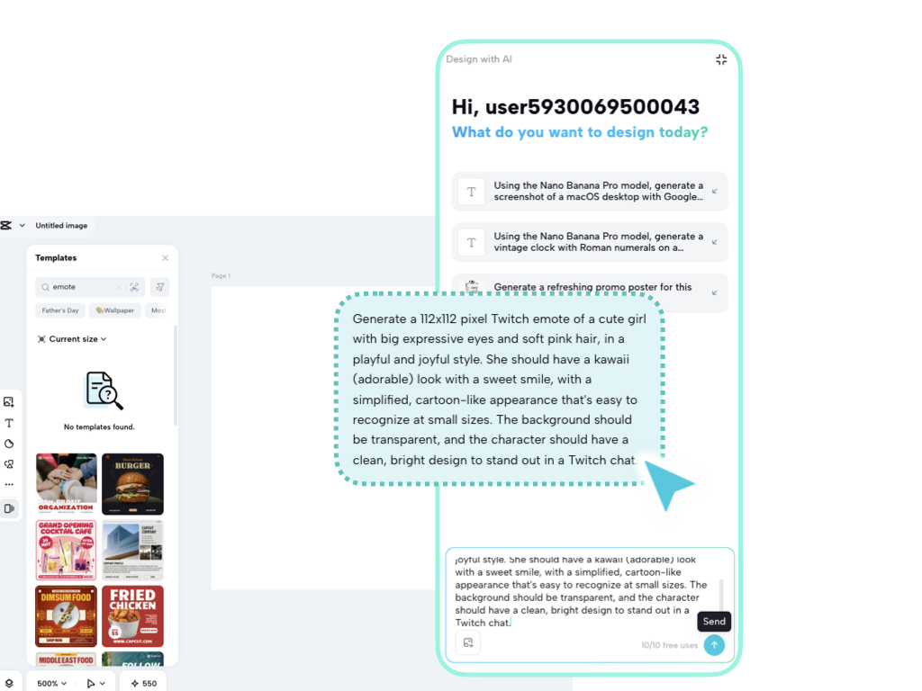 Choose a template or design with AI