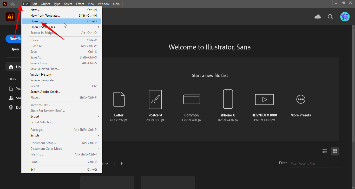 Importing an image to Illustrator