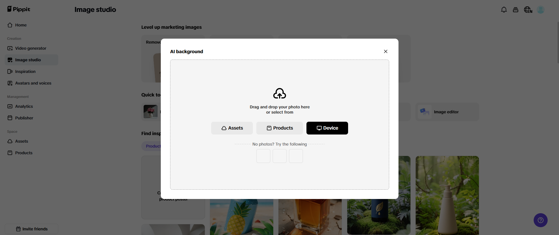 Pippit's AI background tool
