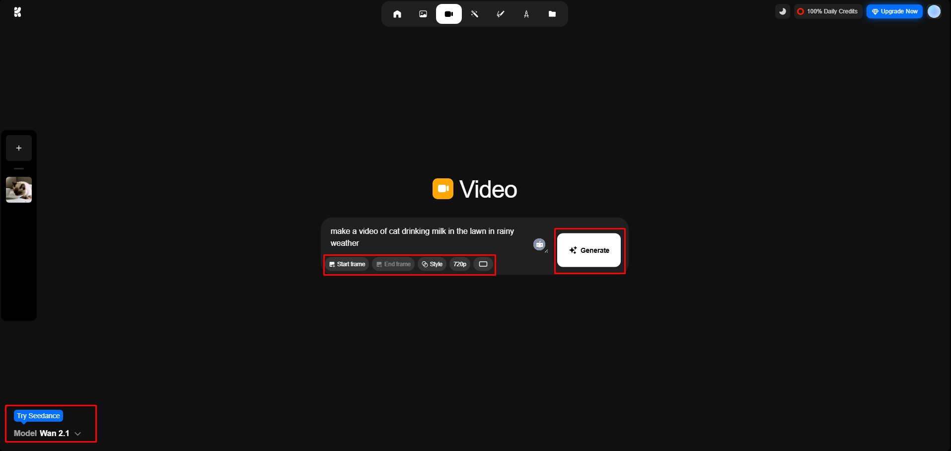 Choose a style, settings, and generate the video