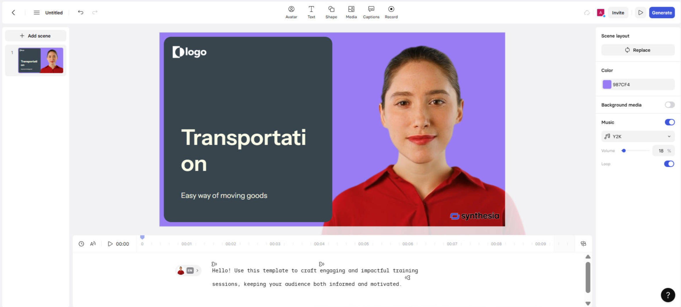 gerador gratuito de vídeos de treinamento com IA