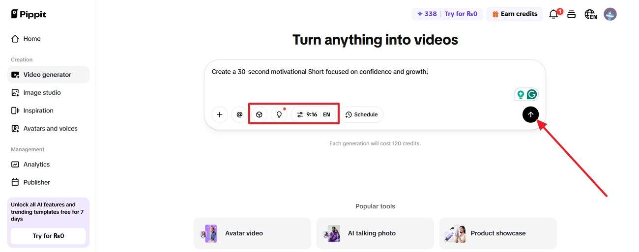 Nyomja meg a generálás gombot