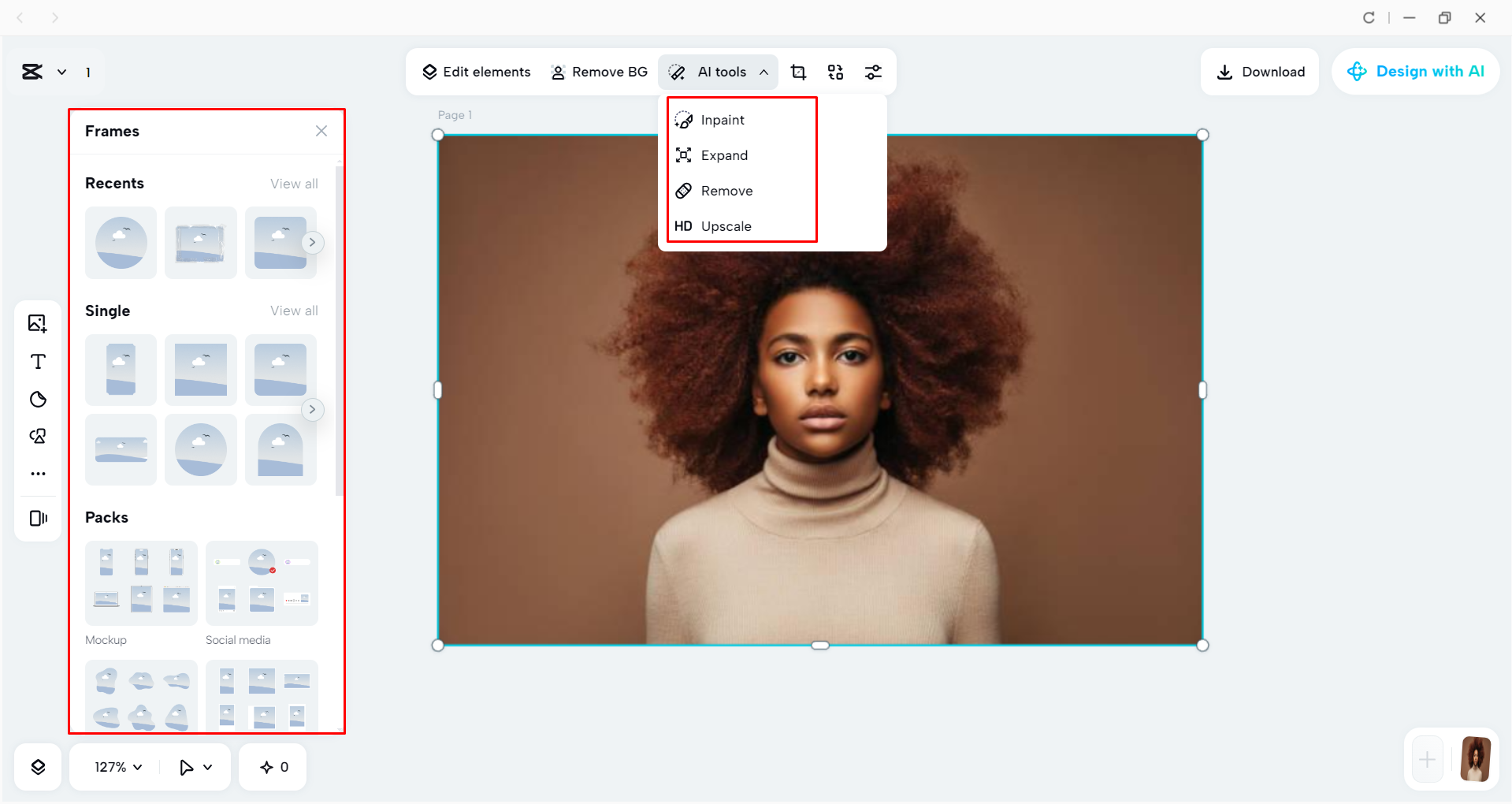 Editing the image with the CapCut desktop video editor