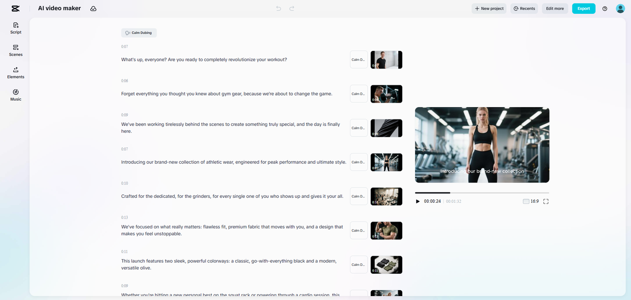 CapCut Web's AI video maker creating promo videos