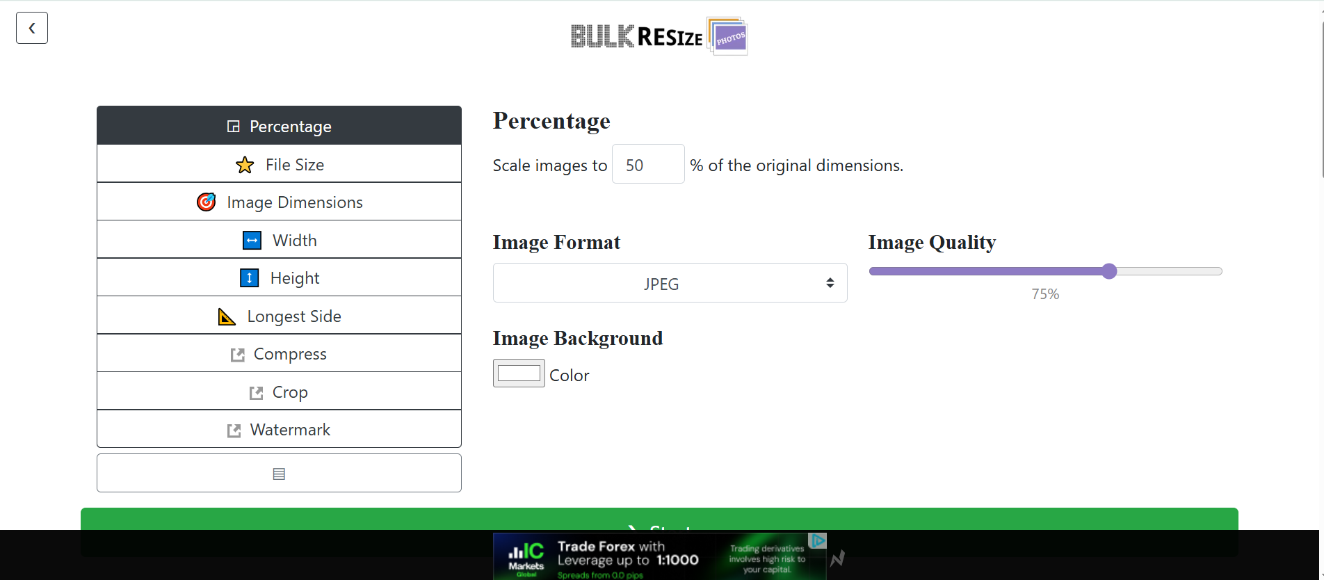 Bulk Resizes photos -  an online resource for compressing batch images
