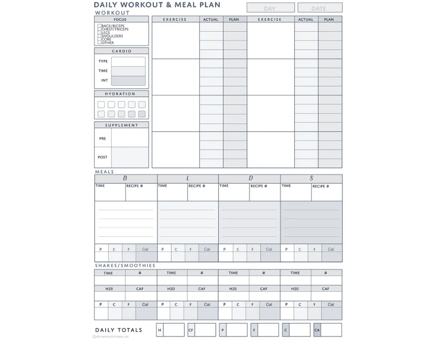 Meal and fitness schedule planner