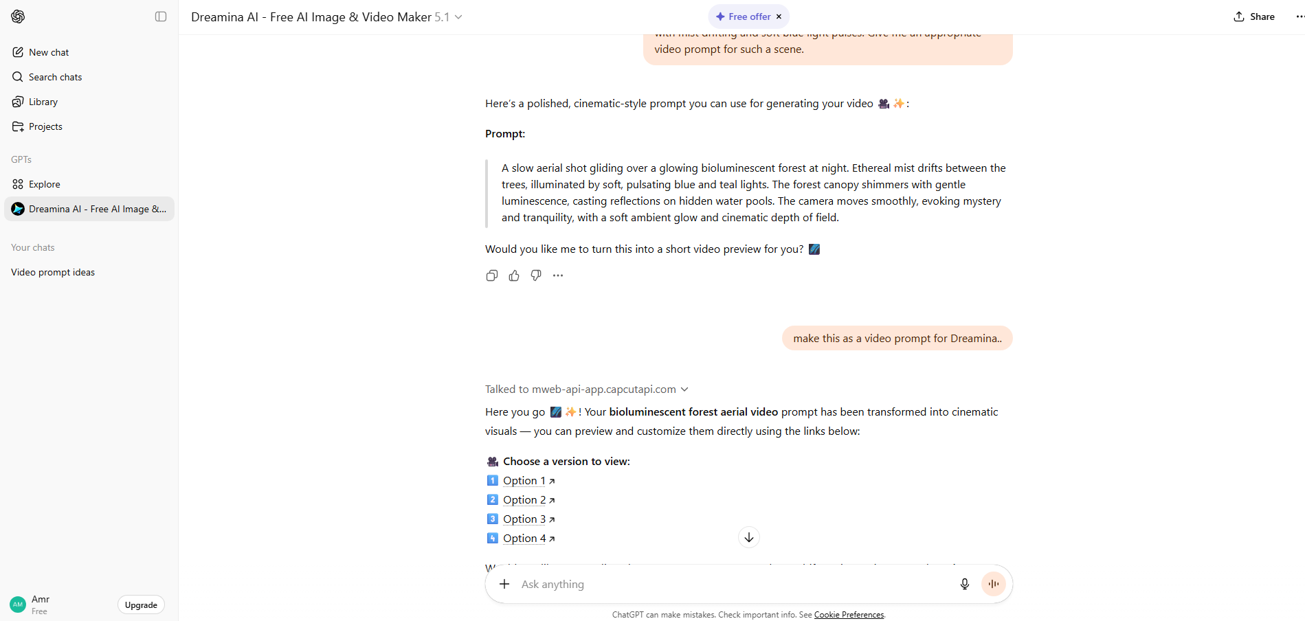 Share your idea and let ChatGPT shape the perfect prompt