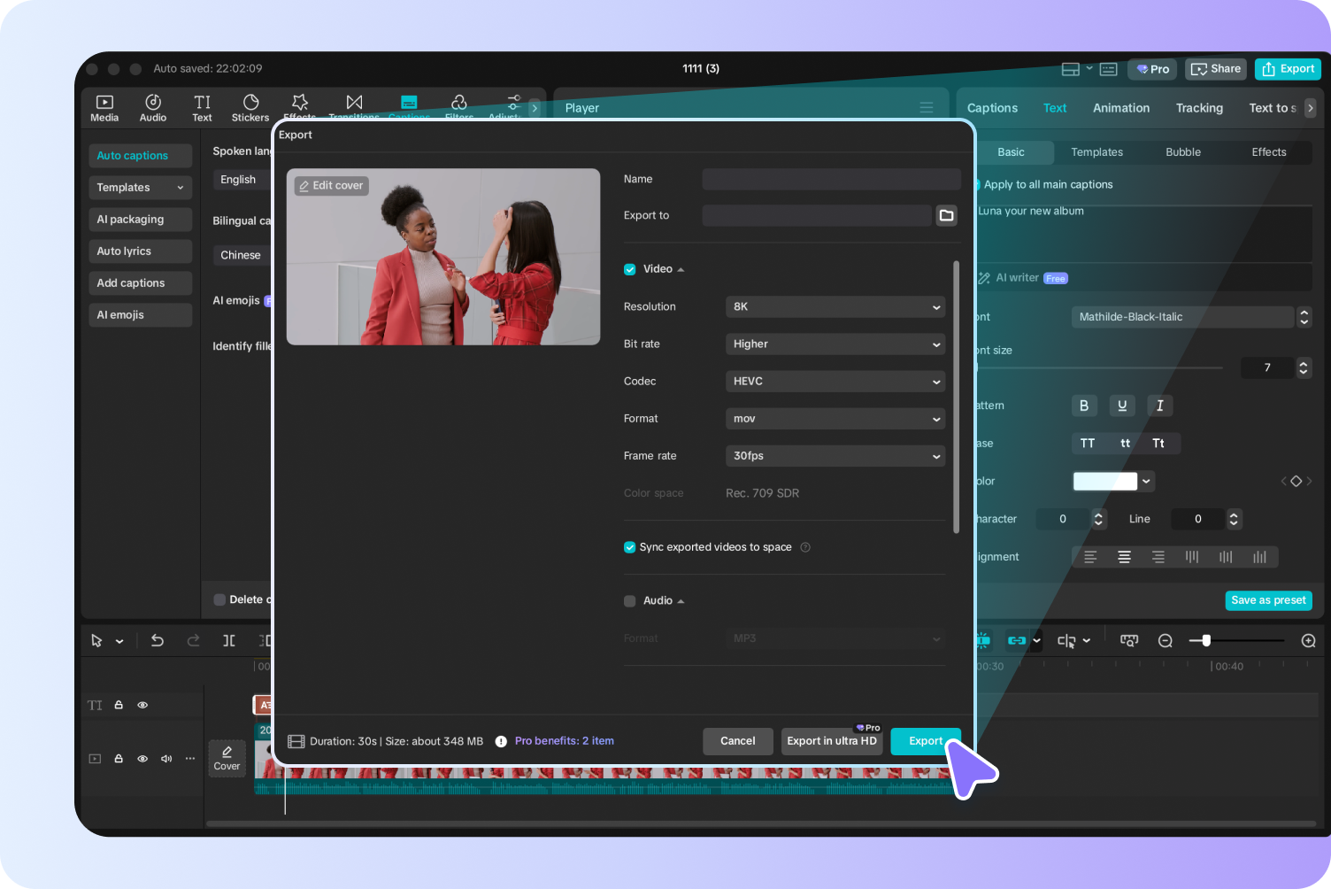 Save the video with highlighted keywords