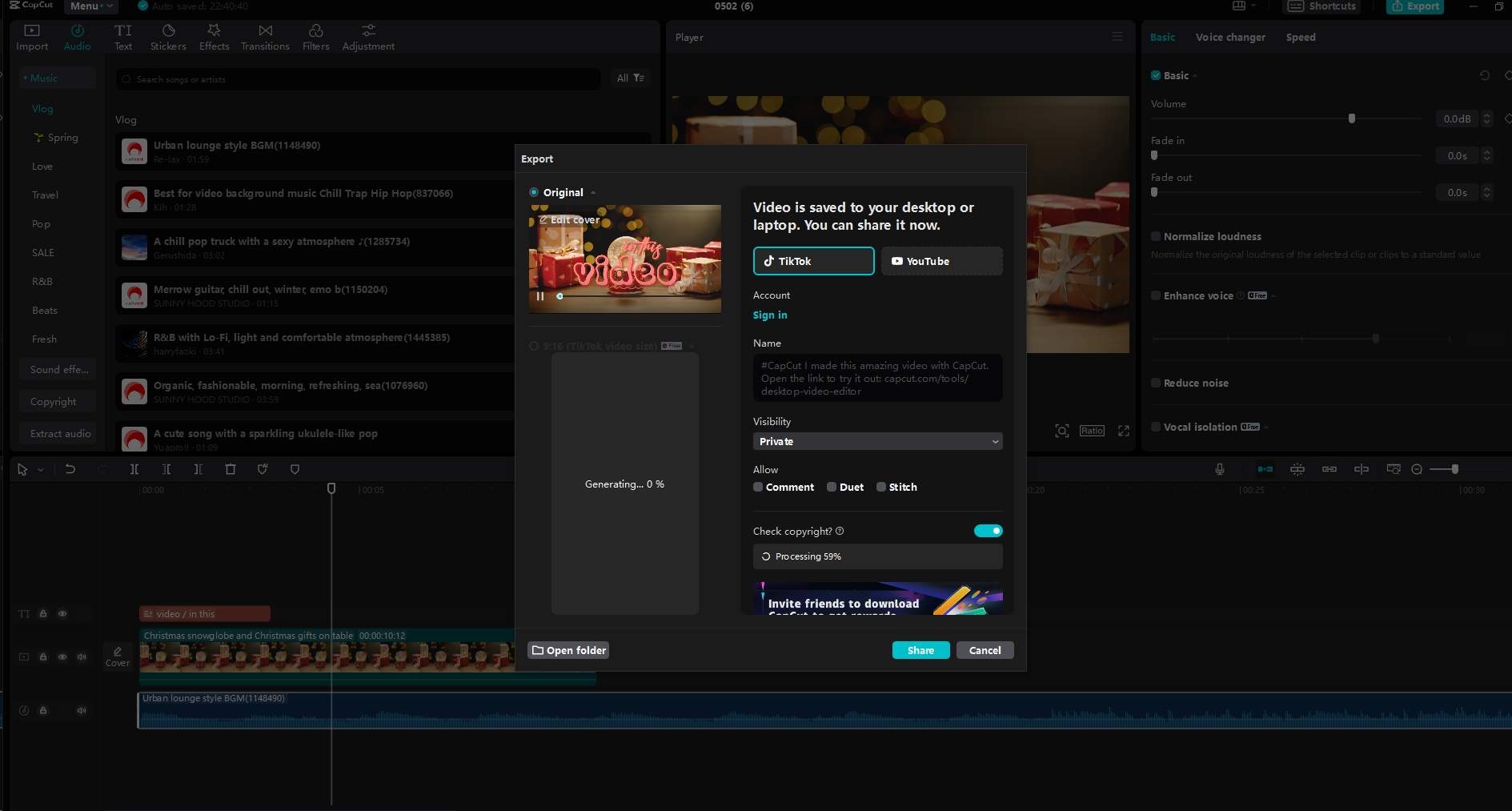 Export and share video
