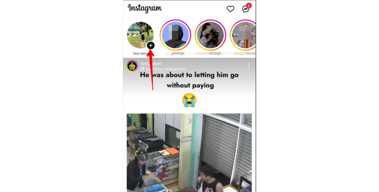 Abrindo a câmera de Story no Instagram