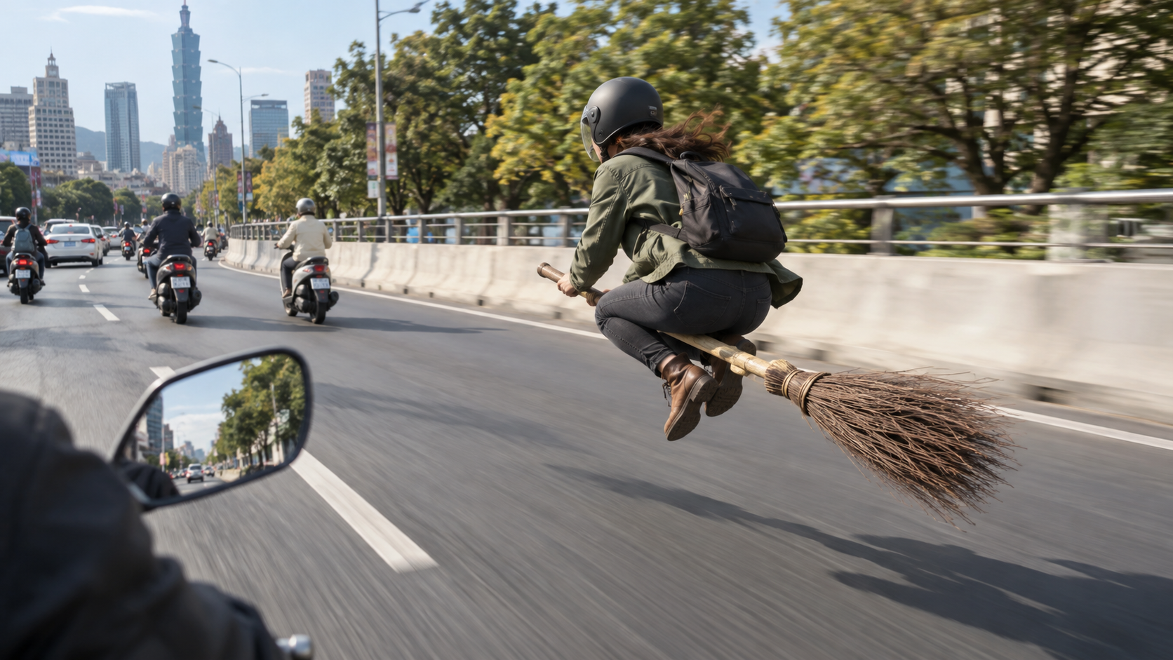 Scooter-Traffic Fly-By example for my ride is here ai broom trend