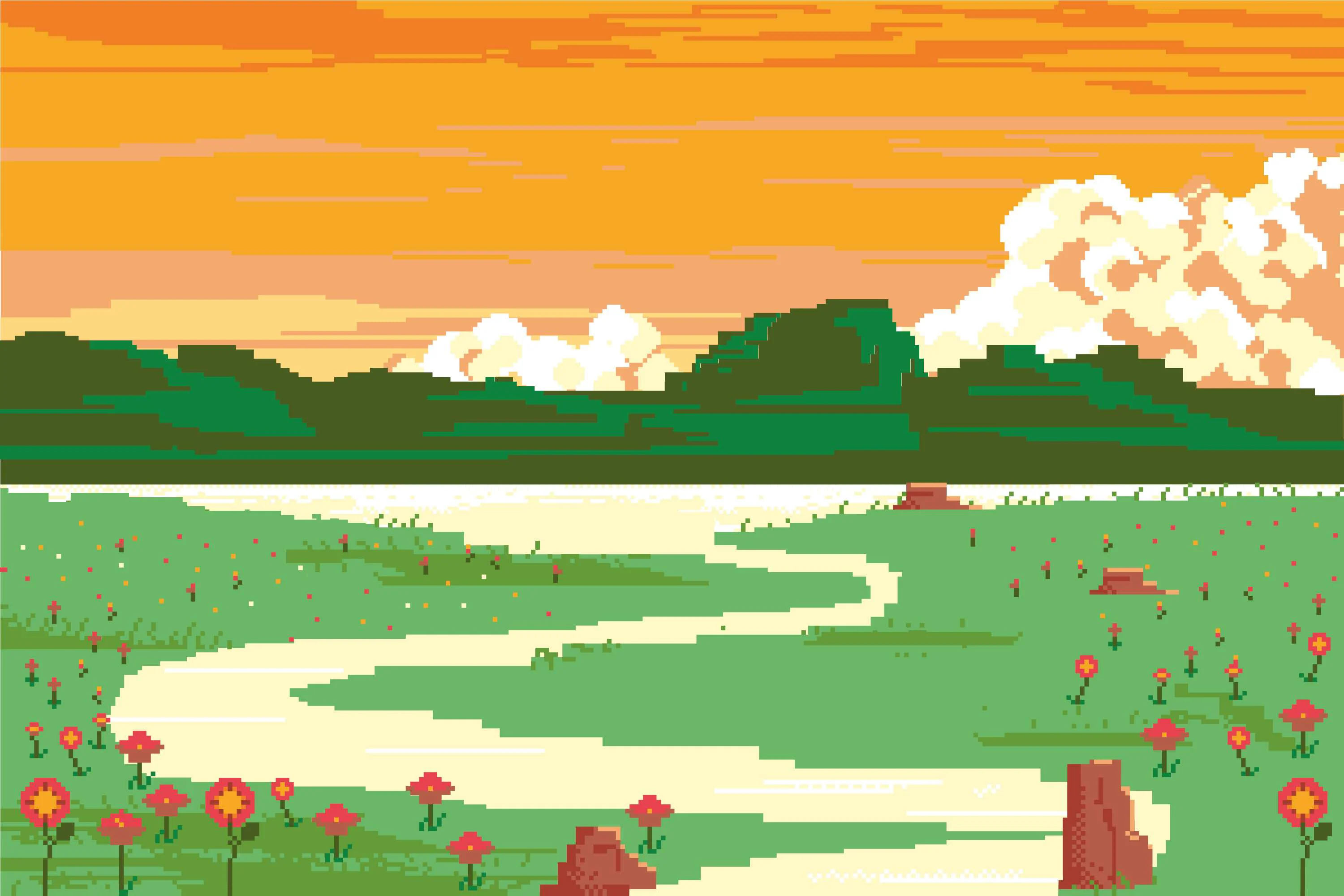 Natural landscape pixelated background