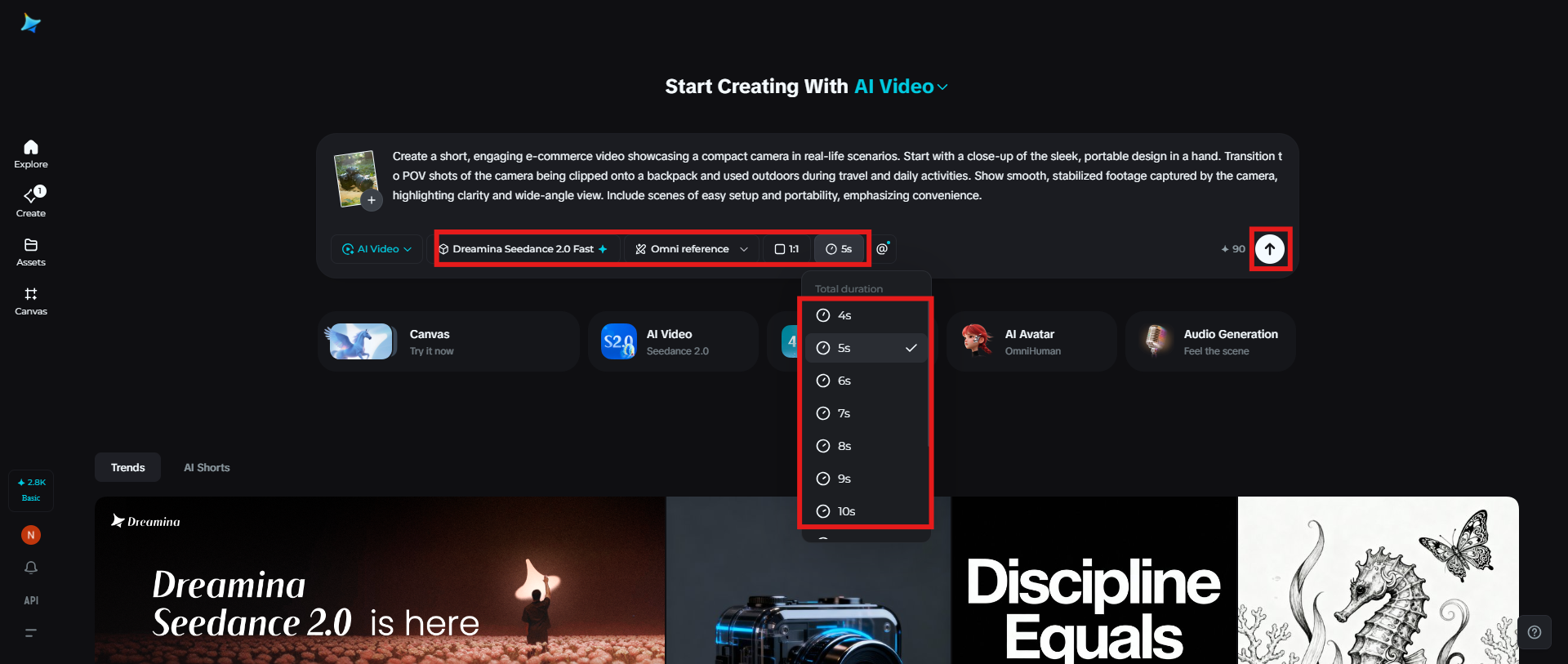 Välj videomodell och generera