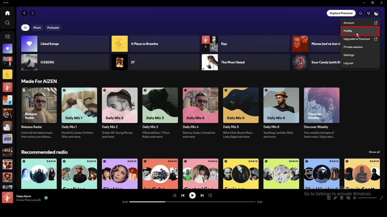 Launching Spotify to check the most listened song 