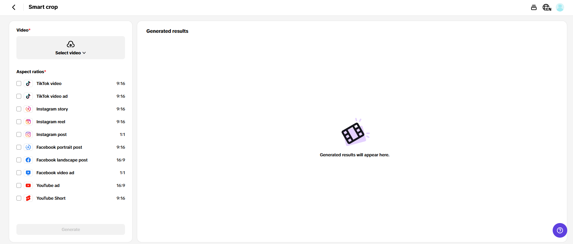 Multi-platform auto crop