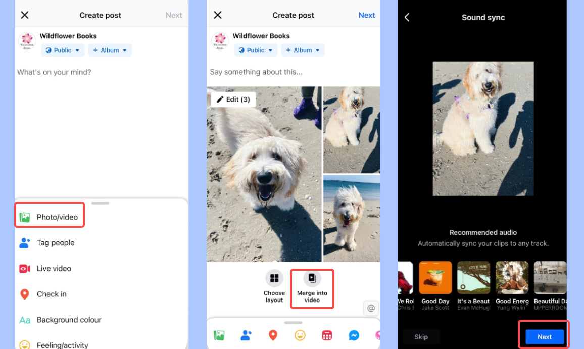 Create a slideshow using Facebook