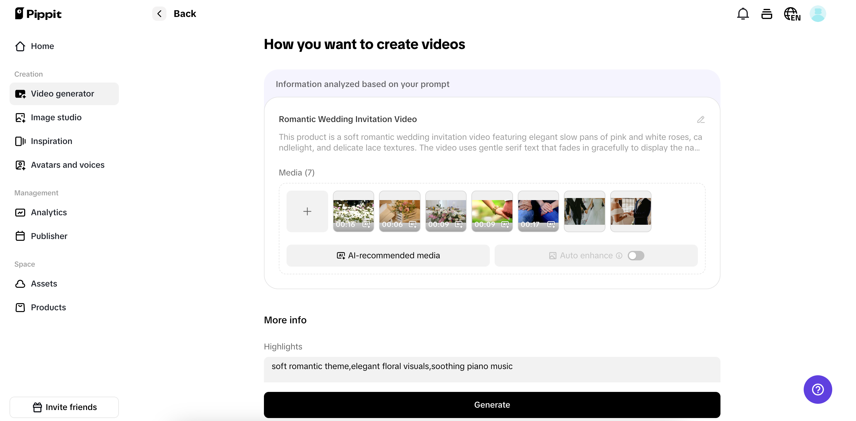 Generate your story content