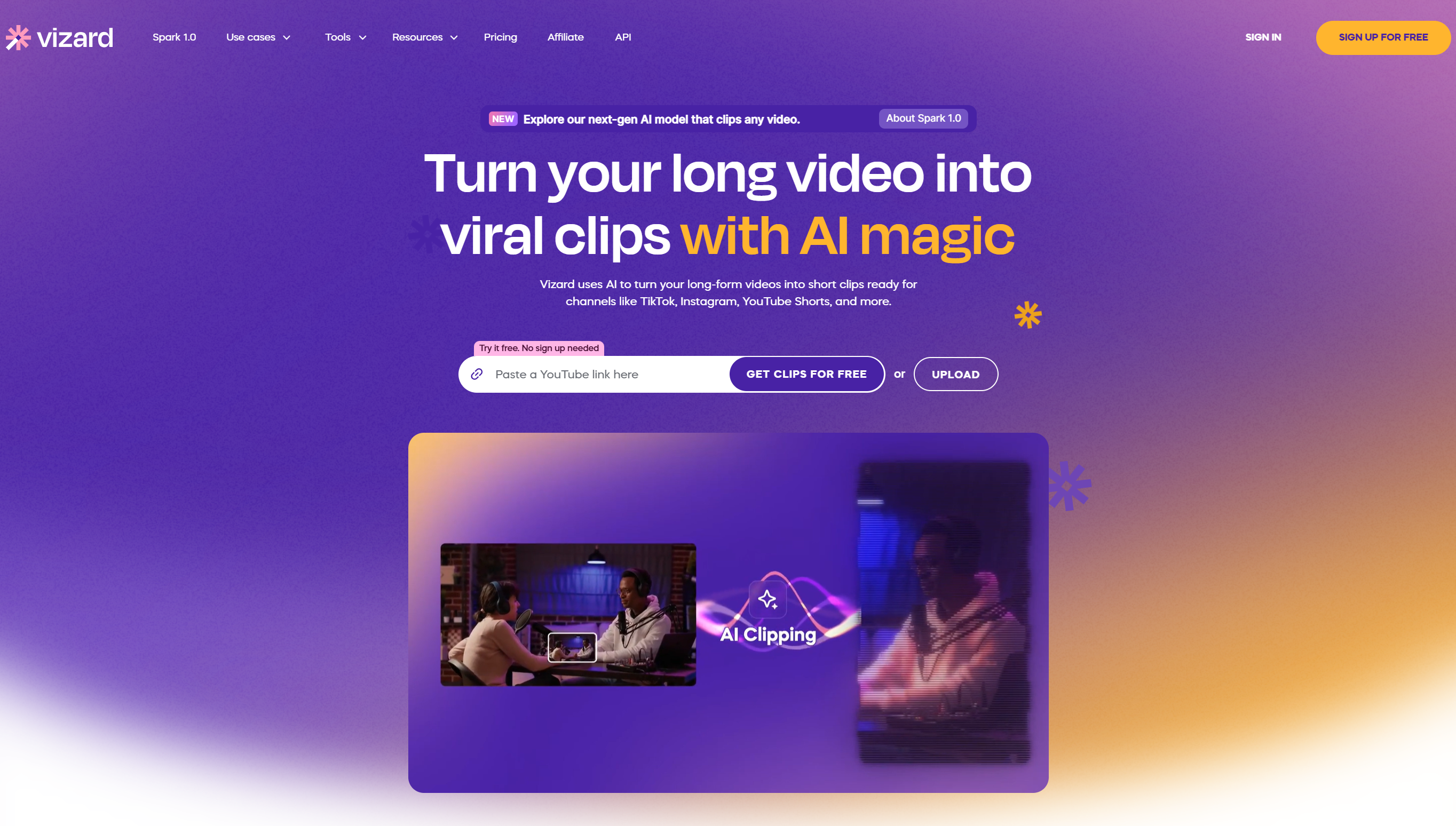 Vizard AI - verwandelt Videos in virale Inhalte