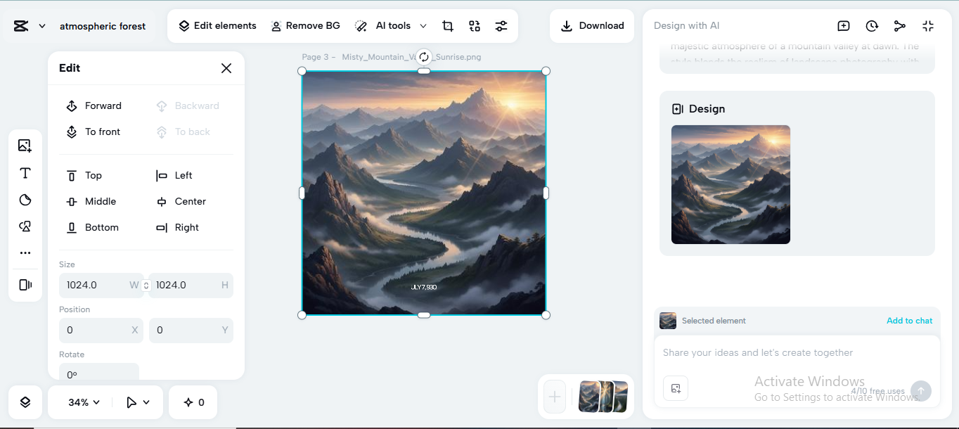 Editing interface of the CapCut desktop video editor