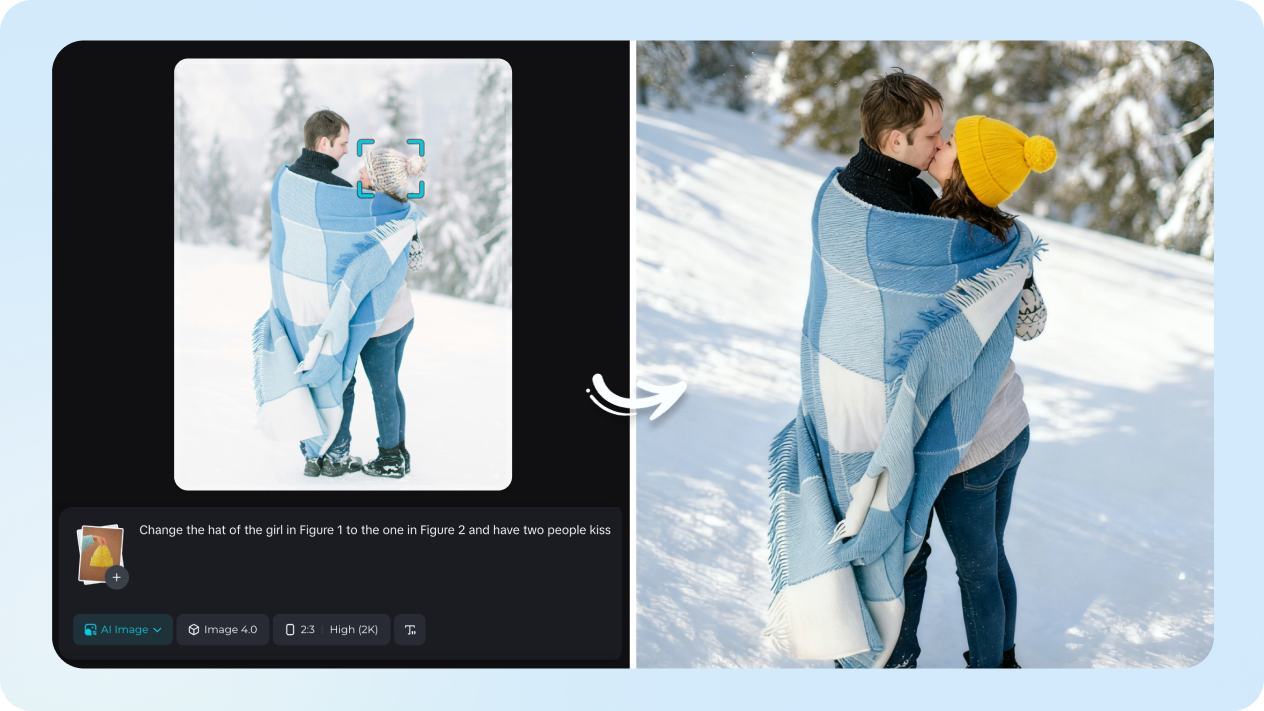  interactive editing for AI kissing 