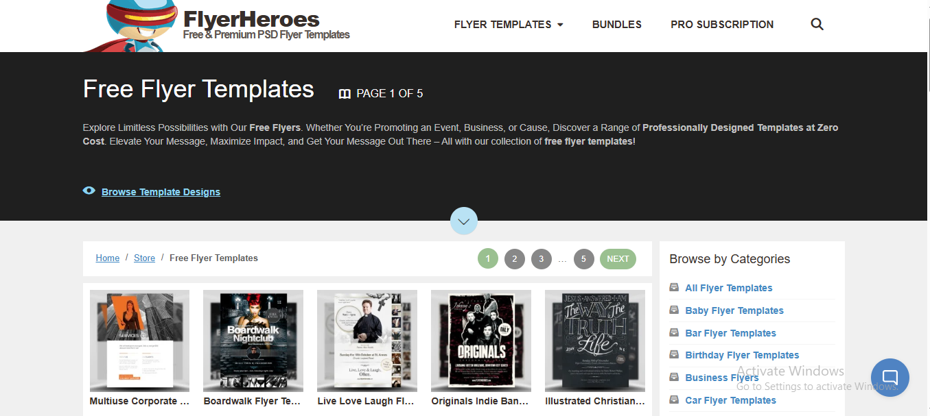 FlyerHeroes - a well-known tool to get free flyer templates PSD