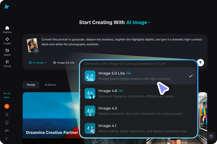 Select the model and generate