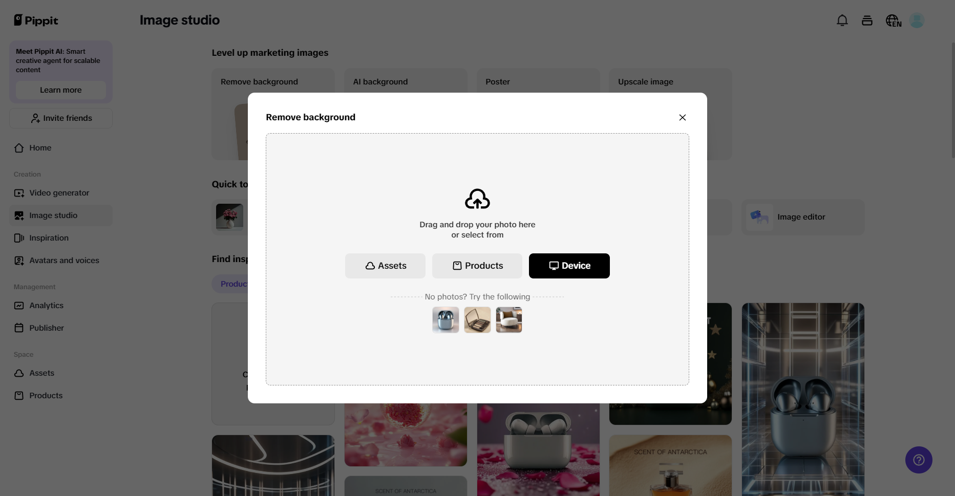 remove background with Pippit