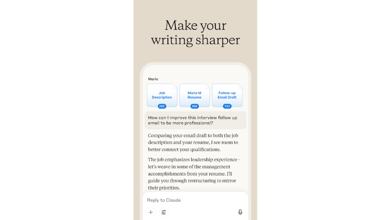 Claude AI - writing app