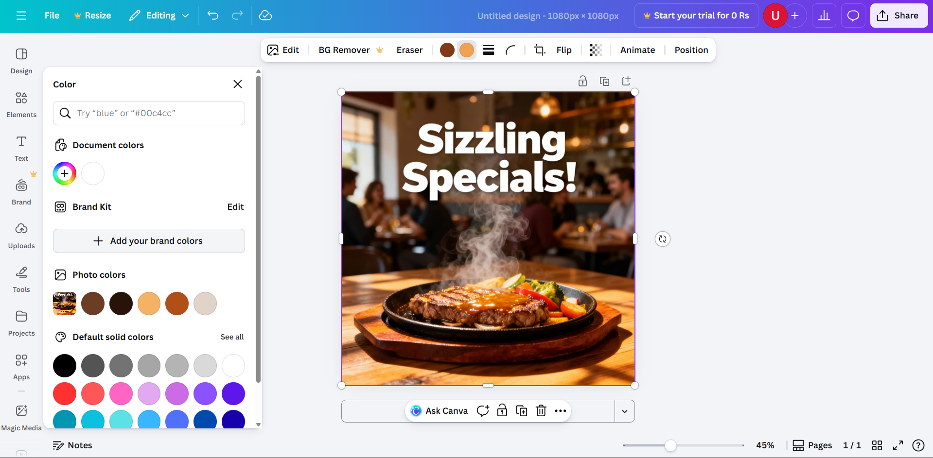 Interfaccia di Canva
