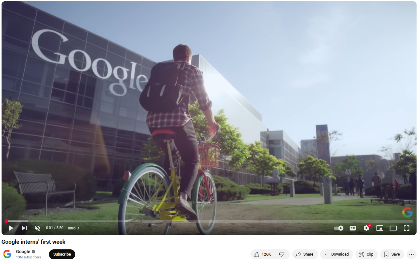 La primera semana de un pasante - video de incorporación de pasantes de Google