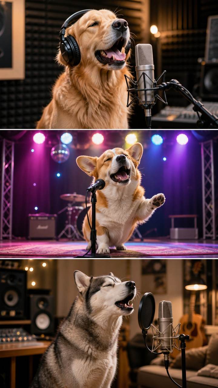 dog singing AI mobile hero