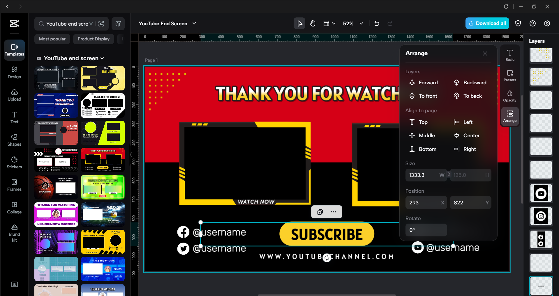 Interface of the CapCut desktop video editor - the best tool to edit YouTube end screen templates