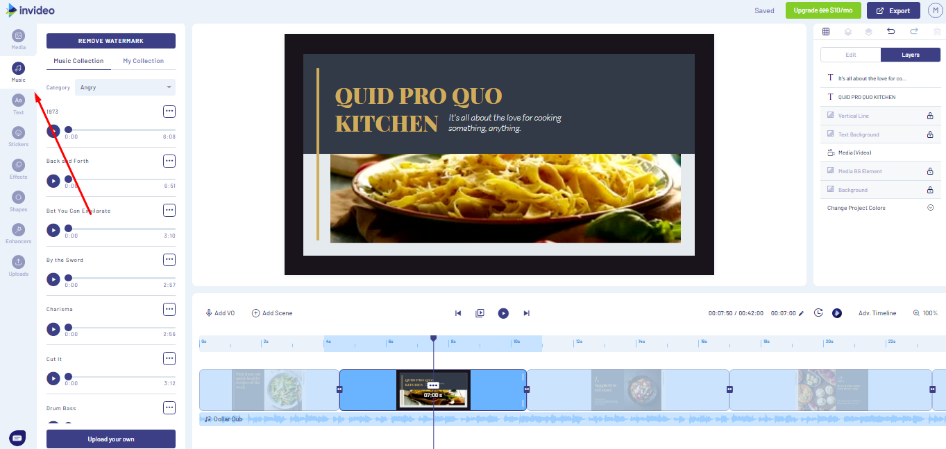 Interface ng Invideo AI - isang lubos na naa-access na editor ng video clip