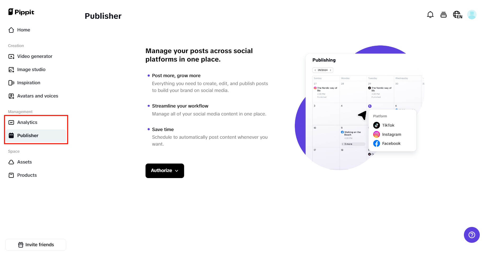 Automated content scheduling & analytics