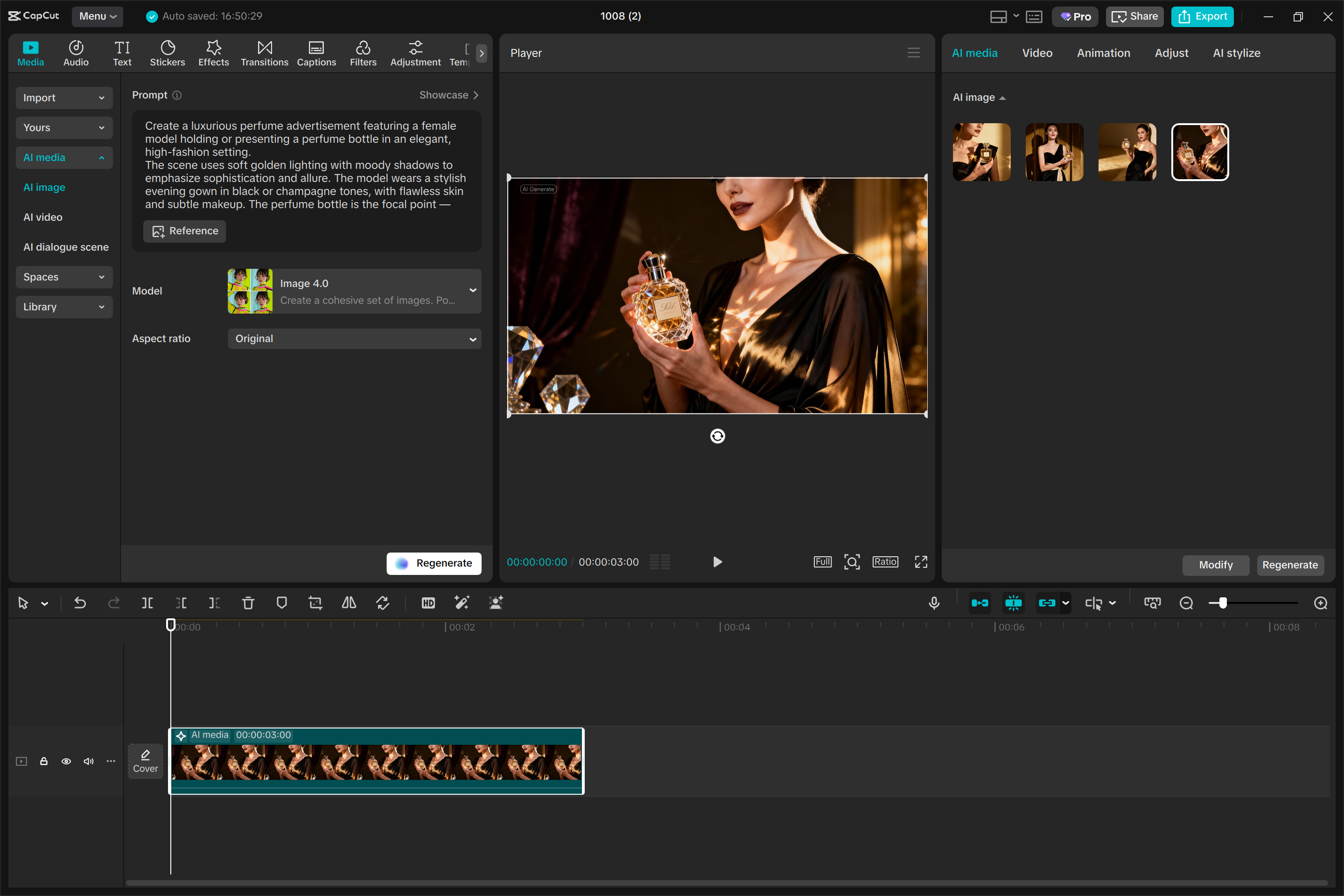 Editing interface of the CapCut desktop video editor