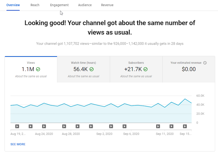 Check revenue, engagement, or audience