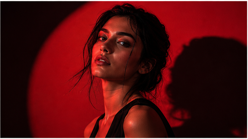 Red Studio Light Fotoaufforderung Beispiel 2
