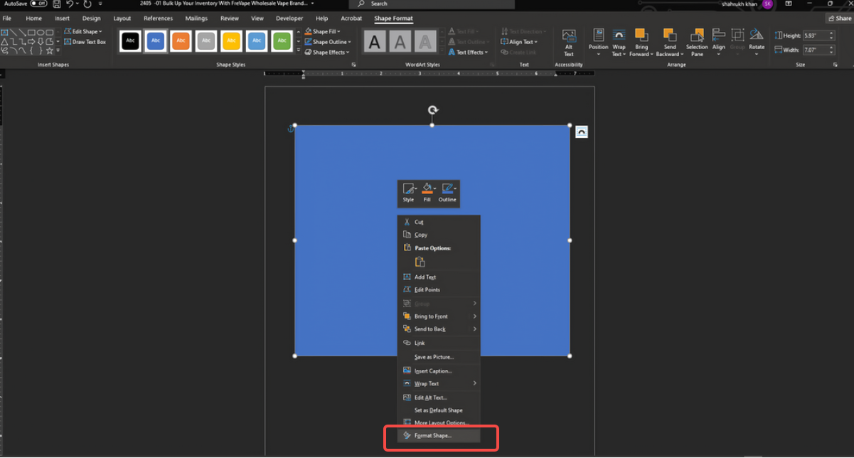 Opțiunea Format deschis