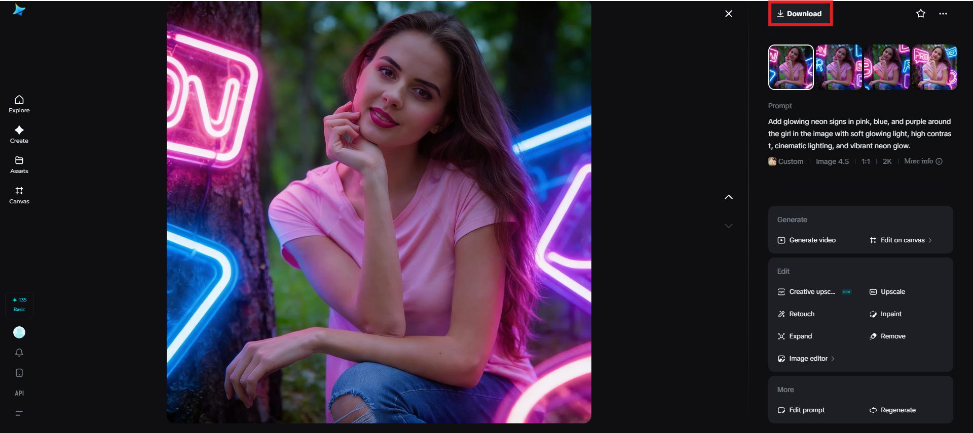 Télécharger l'image finale au néon